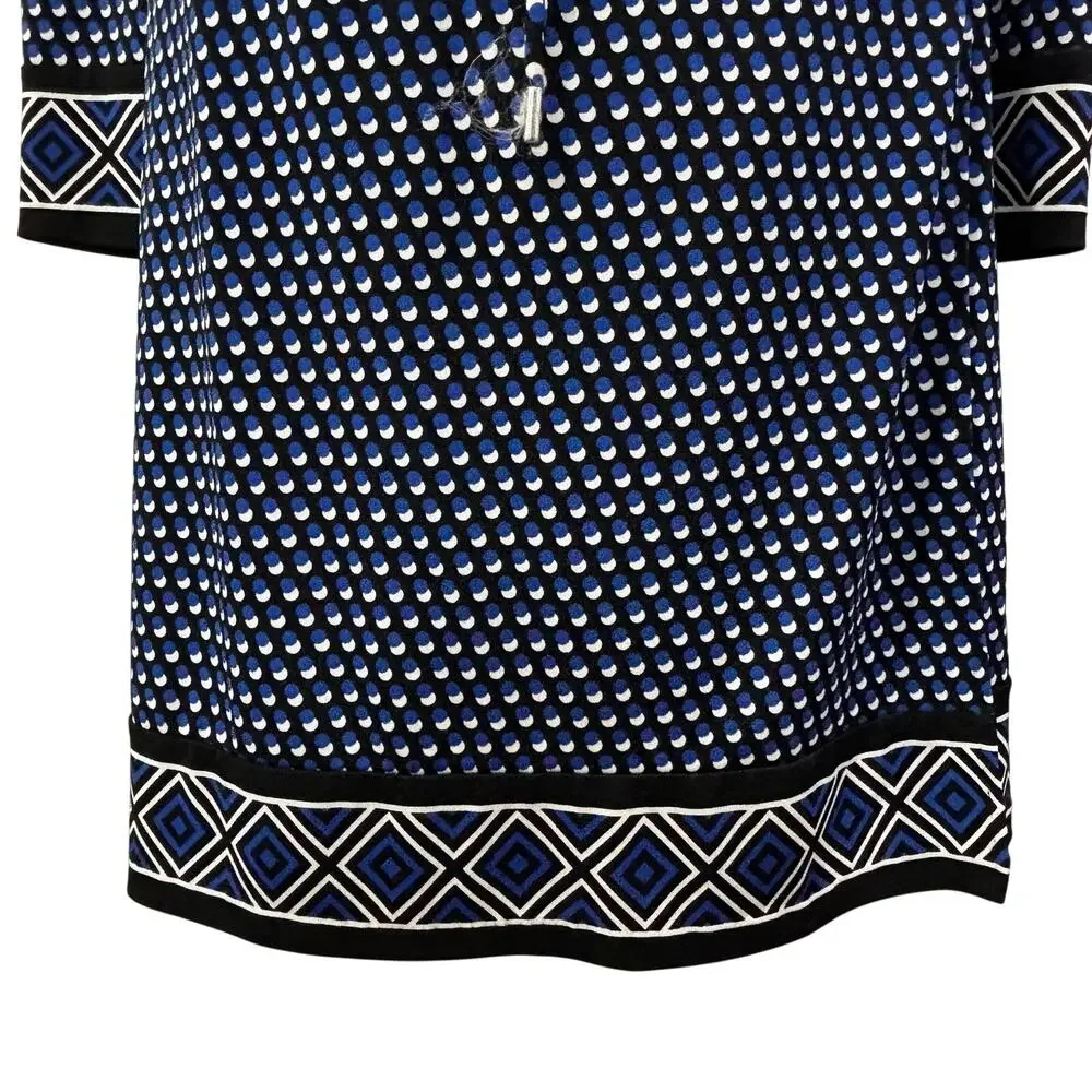 Michael Kors dress black & royal blue geometric print true wrap style size S